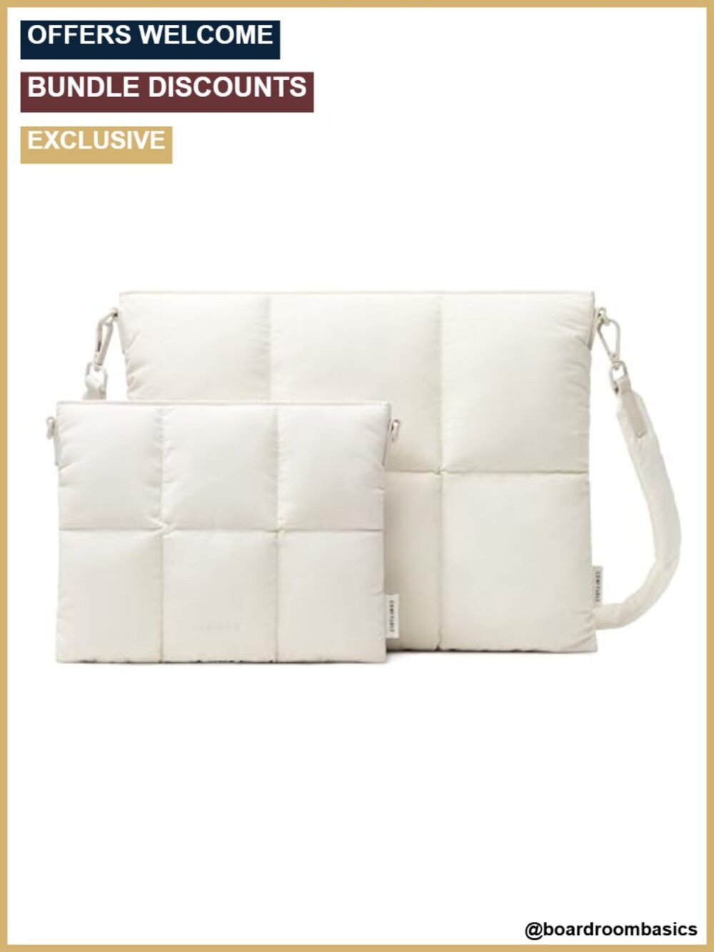 Puffy Quilted Laptop Sleeve 13-14 Inch Magnetic Crossbody Case Organizer